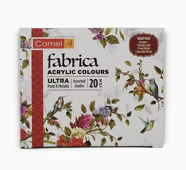 Camel Fabrica Acrylic Ultra Pearl and Metallic Colour Set (20 Shades)