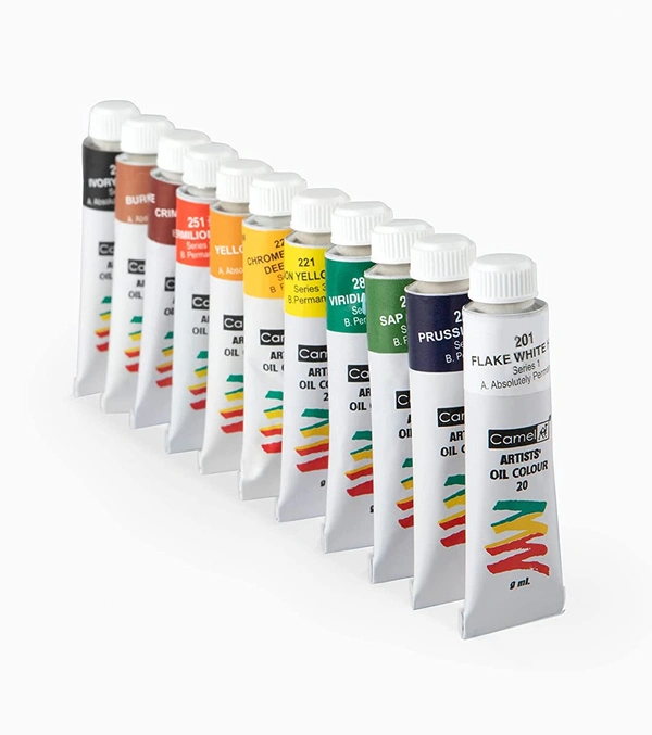 Camel Artist's Oil Color Box (9ml Tubes,12 Shades)