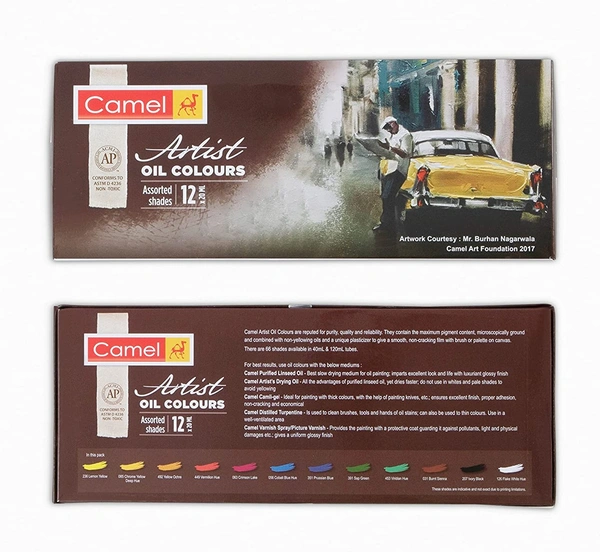 Camel Artist's Oil Color Box (20ml Tubes,12 Shades)