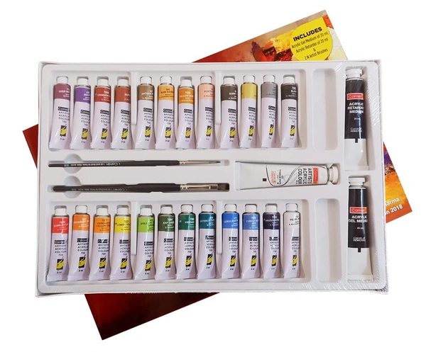 Camel Artist Acrylic Colours 24 Shade X 9ml + 1 Titanium White X 20ml