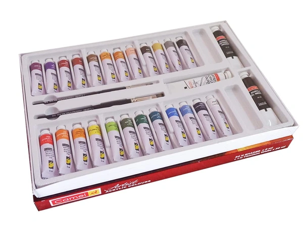 Camel Artist Acrylic Colours 24 Shade X 9ml + 1 Titanium White X 20ml
