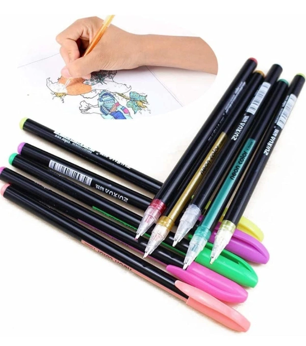 Gel Pens Set Color Gel Pens,Glitter, Metallic, Neon Pens Set Good Gift For Coloring Kids Sketching Painting Drawing (Pastel Neon Pen) (Set Of 12)