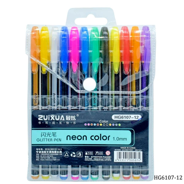 Gel Pens Set Color Gel Pens,Glitter, Metallic, Neon Pens Set Good Gift For Coloring Kids Sketching Painting Drawing (Pastel Neon Pen) (Set Of 12)