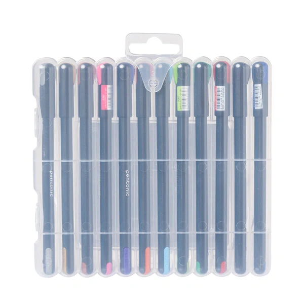 LINC Pentonic Multicolor Gel Pen With Hard Box Case (Set of 12 Pcs)