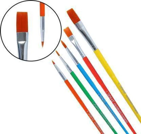 DOMS COLOURMATE SYNTHETIC HAIR PAINT BRUSHES FLAT & ROUND SET OF 5 BRUSHES