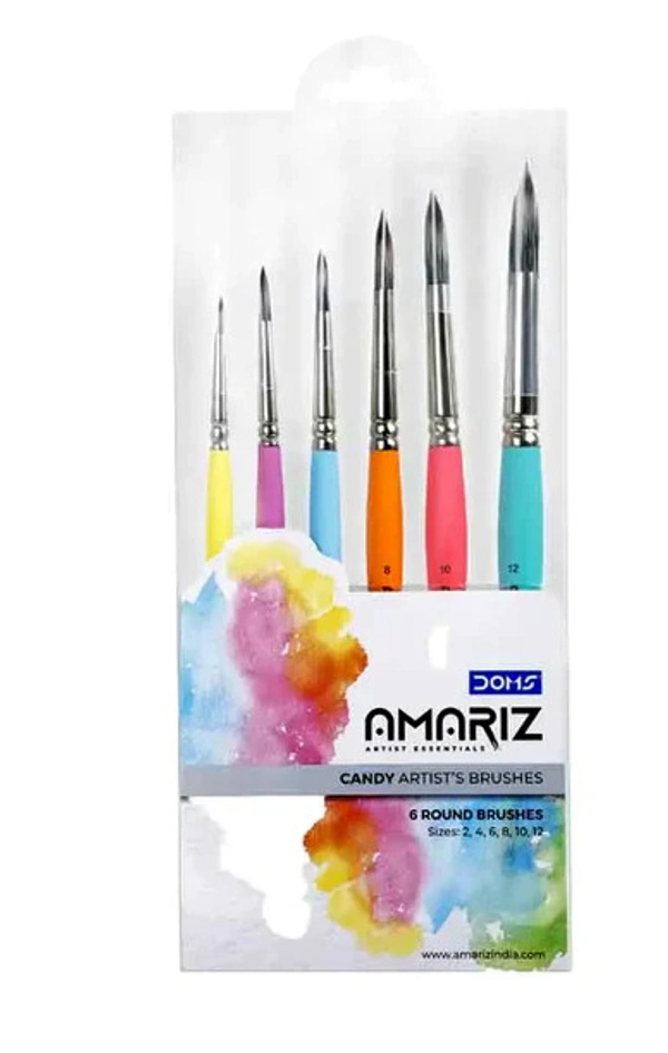 DOMS AMARIZ CANDY PAINT BRUSH ROUND SET OF 6