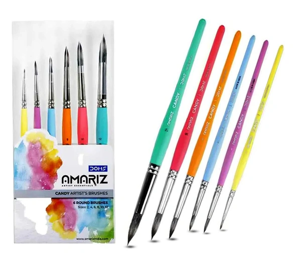 DOMS AMARIZ CANDY PAINT BRUSH ROUND SET OF 6