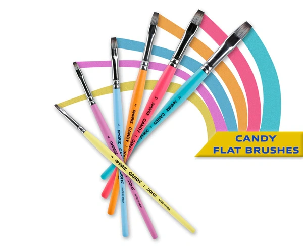 DOMS AMARIZ CANDY PAINT BRUSH FLAT SET OF 6