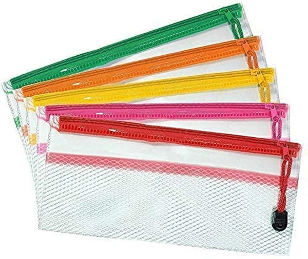 Transparent Net Zipper Multi Purpose Pouch