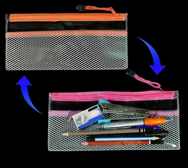Transparent Net Zipper Multi Purpose Pouch