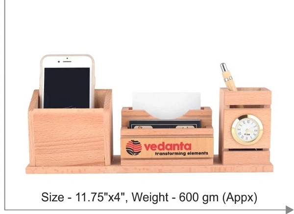Pen Stand with Visiting Card & Mobile Holder Multipurpose Wooden Desk Organizer Pen and Pencil Stand for Office Table with Business Card Holder Box and Mobile Stand JP-42
