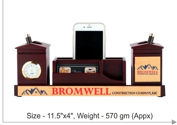 Pen Stand with Visiting Card & Mobile Holder Multipurpose Wooden Desk Organizer Pen and Pencil Stand for Office Table with Business Card Holder Box and Mobile Stand JP-26