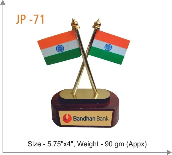 Cross Flag Wooden Table Top For Offices/ Corporates Gifts JP-71