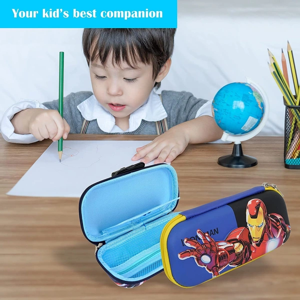 3D Cover Pencil Case Large Capacity Pencil Pouch Bag Compass School Pouch Organizer for Students Kids Premium Stylish Pen Holder Pouch, Stationery Box Avengers,Spiderman, IronMan
