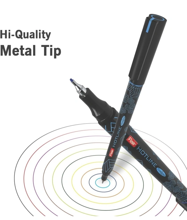 FLAIR Hotline Fineliner Metal Tip Pen | Tip Size 0.7 to 1 mm | Comfortable Grip | Fineliner Pens Set For Mandala, Sketching, Doodling, Journal and Outline | 10 Shades.|Multicolor