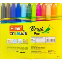 FLAIR Creative Brush Pen With Flexible Tip | Watecolour Effect & Smudge Free Writing | Non-Toxic & Safe For Childrens | A Great Tool For Lettering & Calligraphy | Set of 12 Bright Shades