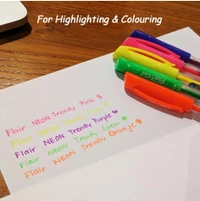 FLAIR Trendy Neon Gel Pen Pouch Pack | Refillable Ink With Smooth And Comfortable Writing | Sleek Design With Ergonomic Grip For Easy Handling | 5 Neon Ink Colors, Pack Of 10 Pens