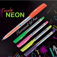 FLAIR Trendy Neon Gel Pen Pouch Pack | Refillable Ink With Smooth And Comfortable Writing | Sleek Design With Ergonomic Grip For Easy Handling | 5 Neon Ink Colors, Pack Of 10 Pens