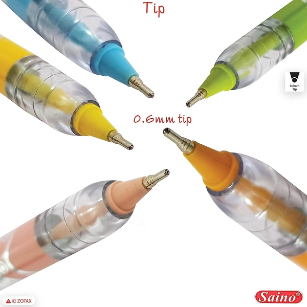Saino Glassy Ball Pen 0.6mm (Pack of 5) - Blue