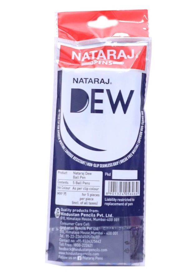 Nataraj Dew Ball Pen (5pc Pack) - Blue