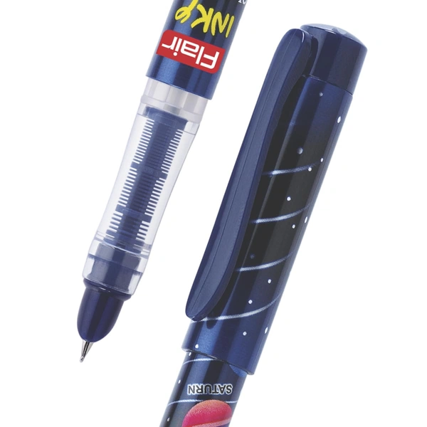 FLAIR Inky Series Planets Liquid Ink Fountain Pen Blister Pack (2 Pieces X-Large Jumbo Cartridges Free) - Blue