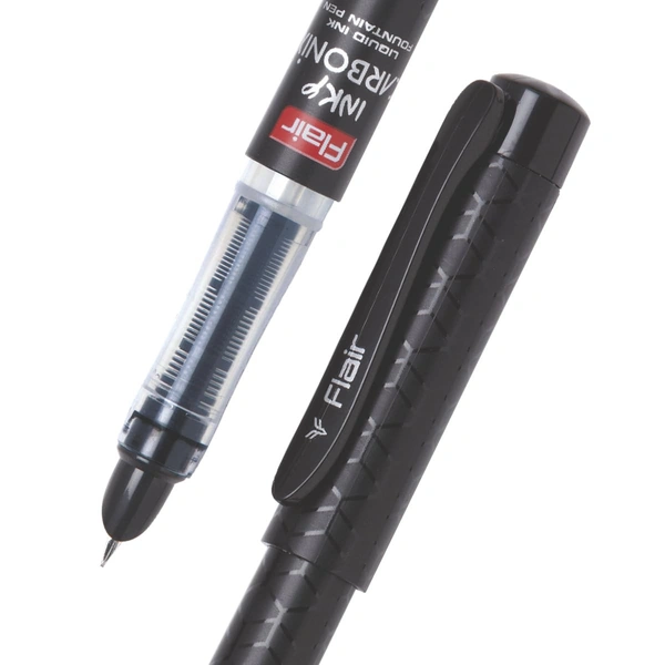FLAIR Inky Series Carbonix Liquid Ink Fountain Pen Blister Pack (Free 2 Pieces X-Large Jumbo Cartridges) - Blue