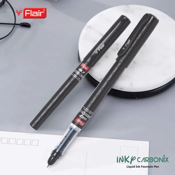 FLAIR Inky Series Carbonix Liquid Ink Fountain Pen Blister Pack (Free 2 Pieces X-Large Jumbo Cartridges) - Blue