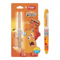 FLAIR Inky Beast Liquid Ink Fountain Pen Blister Pack (Free 2 Pieces X-Large Jumbo Cartridges) - Blue