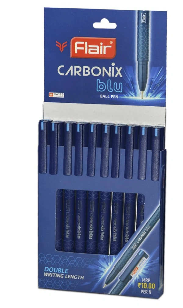  FLAIR Carbonix Blu Ball Pen (10pc Pack) - Black