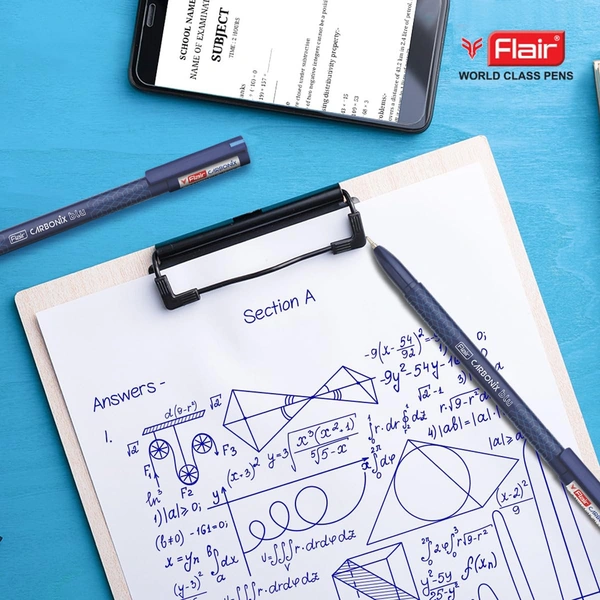  FLAIR Carbonix Blu Ball Pen (10pc Pack) - Black