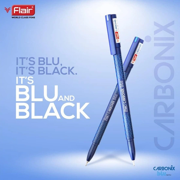  FLAIR Carbonix Blu Ball Pen (10pc Pack) - Black