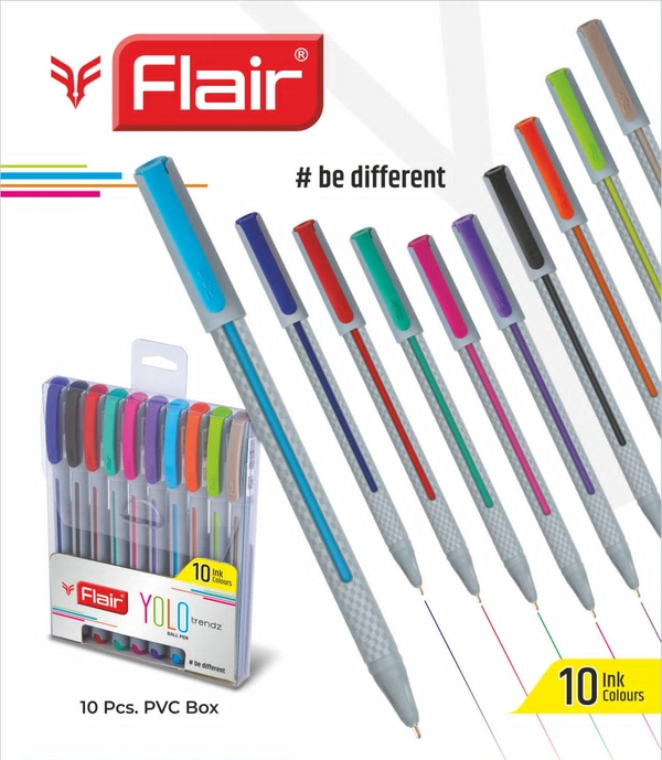FLAIR Yolo Ball Pen Colorset (10 Color Pens) 