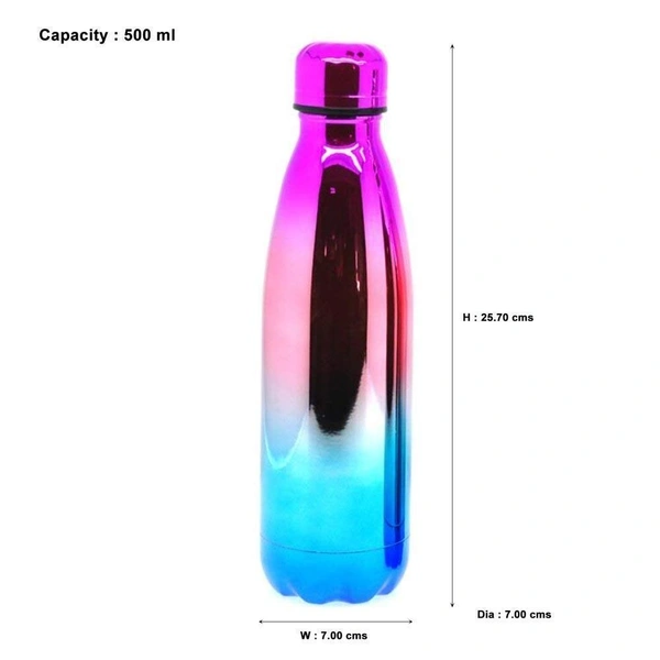 Stainless Steel Water Bottle 500ml 12 Hour Guarantee (1pc Box) - Multicolor