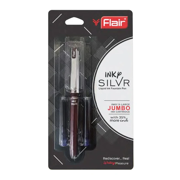 FLAIR Inky Series Silver Liquid Ink Fountain Pen - Blue