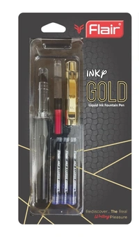 FLAIR Inky Series Gold Liquid Ink Fountain Pen - Blue
