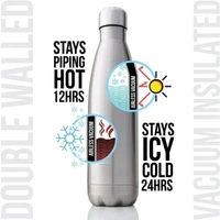 12 Hour Guarantee Hot & Cold Stainless Steel Bottle 750ml (1pc Box)