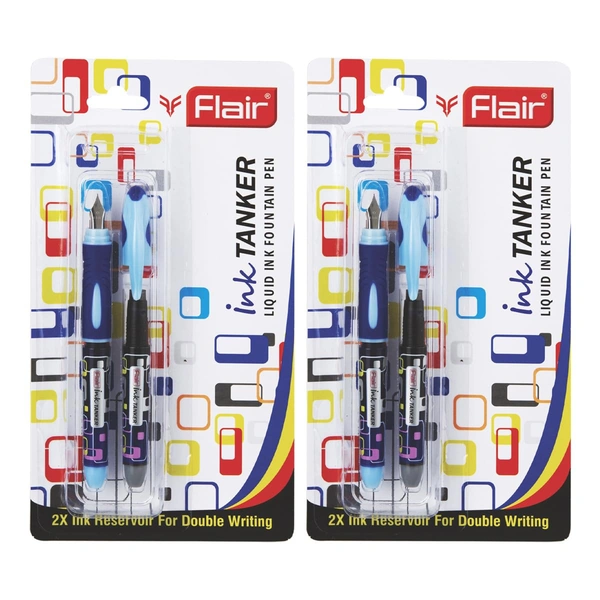 FLAIR Ink Tanker Liquid Fountain Pen (Set Of 2) - Blue