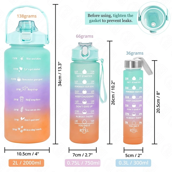 Motivational Bottle 3pc Set (2000ml+900ml+300ml) 