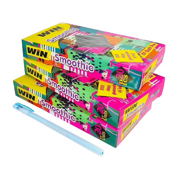 Win Smoothie Ball Pen 0.7mm (20pc Pack) - Blue
