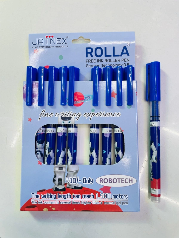 Jainex Rolla Robotec Roller Ink Pen (10pc Pack) - Blue