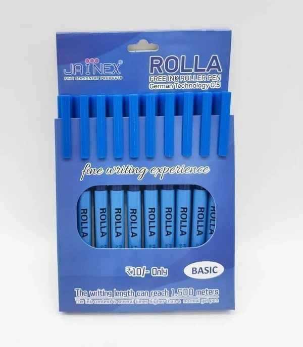 Jainex Rolla Basic Roller Ink Pen (10pc Pack) - Blue