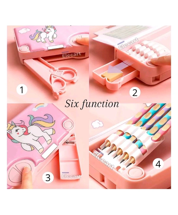 Unicorn Multifunctional Magnetic Pencil Box 4 Button