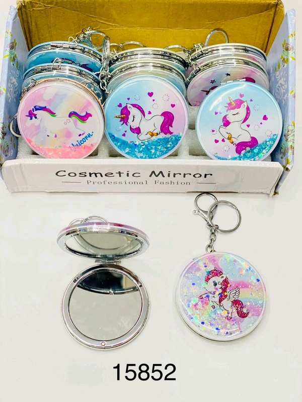 Cosmetic Mirror With Keychain Round Shape