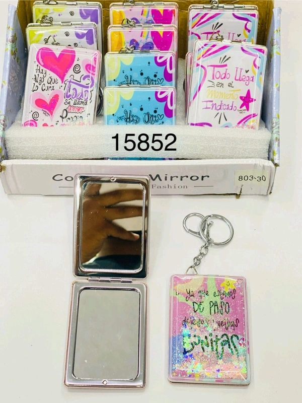 Cosmetic Mirror With Keychain Rectangle Shape