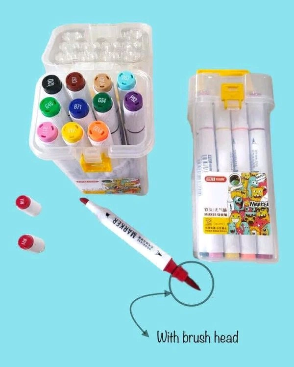 Brush Pen with Marker 2 Side (18 Colorset)