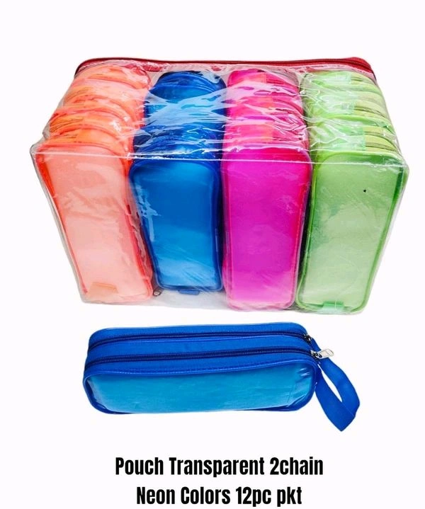 Pouch Transparent 2 Zip Flurocent (12pc Pack)