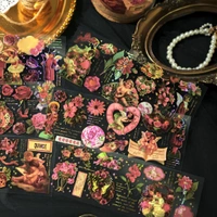 Journaling Sticker Retro Type of Floral Theme Sheet Sticker Set (4 Sheets)