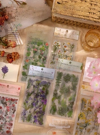 Sheet Transparent Pressed Flower Stickers, Dried Resin Flowers Stickers & Plant Stickers (6 Sheets)