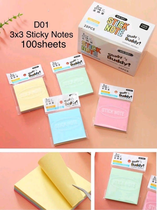 D01-3x3 Color Sticky Notes 100 Sheets