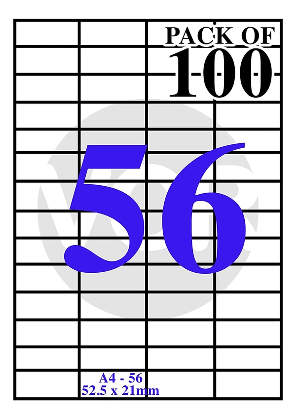 Desmat A4 Sticker Label Sheet Pack- A4ST-56- 100 Sheets